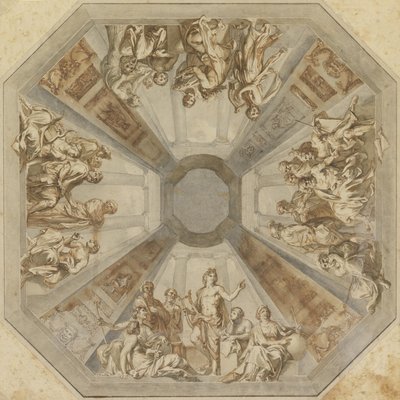 Studie voor De Triomf van Apollo voor het plafond van de Sala delle Muse, Museo Pio-Clementino, Vaticaan door Tommaso Maria Conca